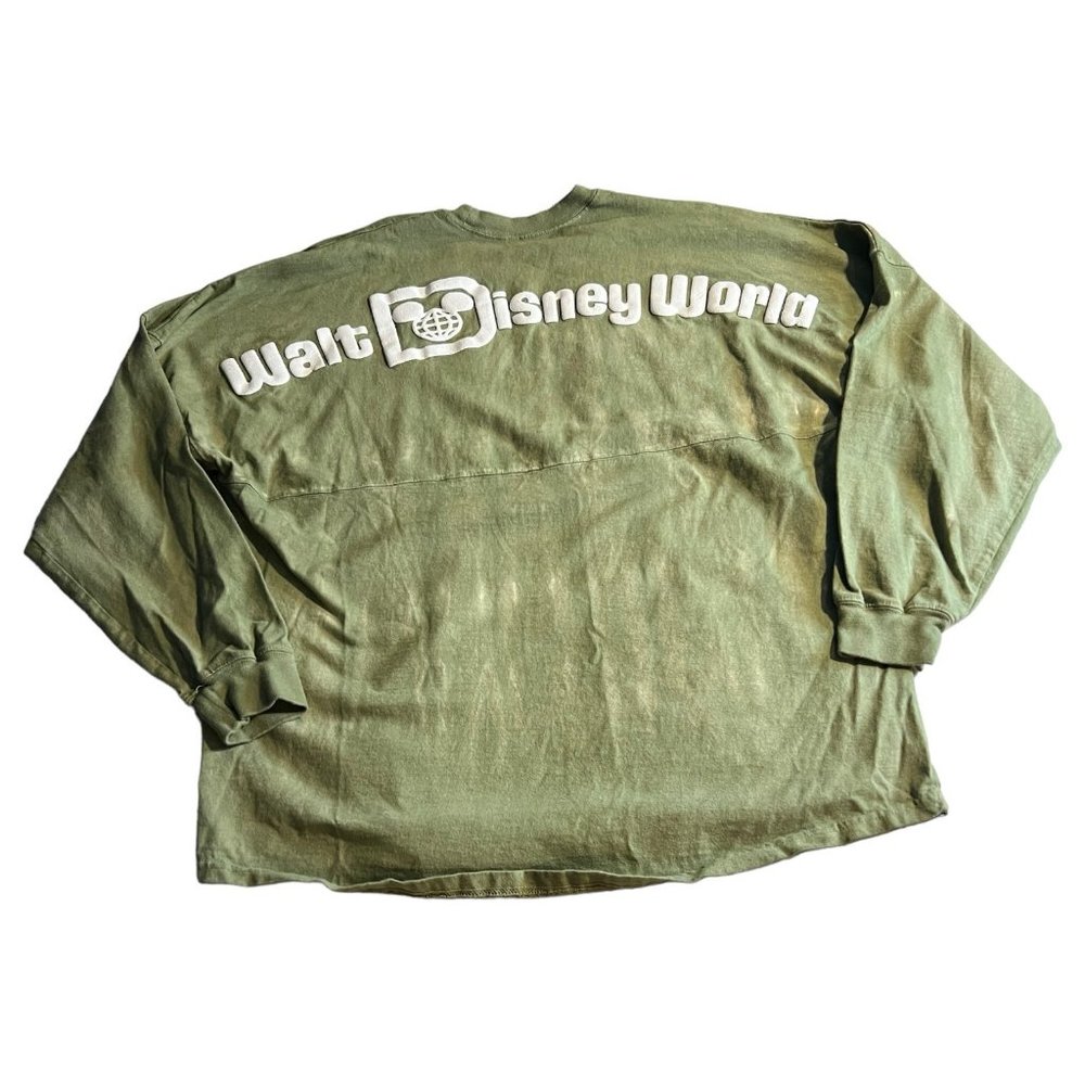 Walt Disney World Spirit Jersey Adult Large Green Long Sleeve Puff Print Y2K